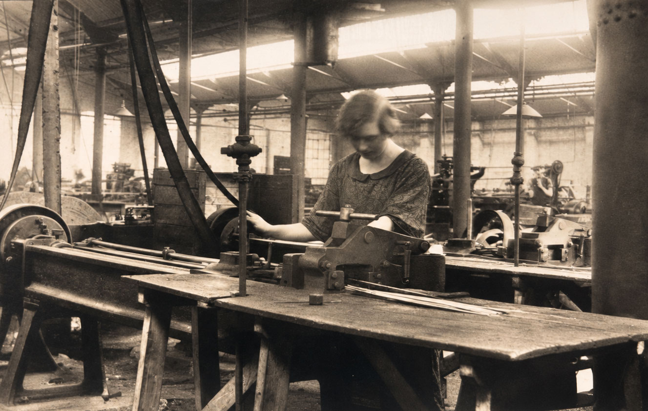 Historic Bruntons worker operating cold rolling equipment